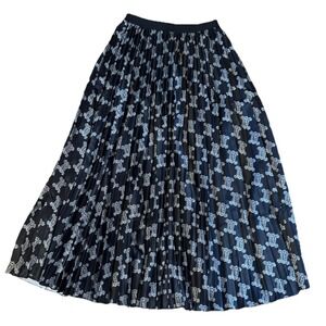 N By Nancy Pleated Midi Skirt Black White Print New‎ Size Small